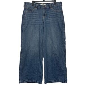 Hollister Low-Rise Super Baggy Womens 14R 32x30 Wide Leg Loose Y2K Blue Jeans